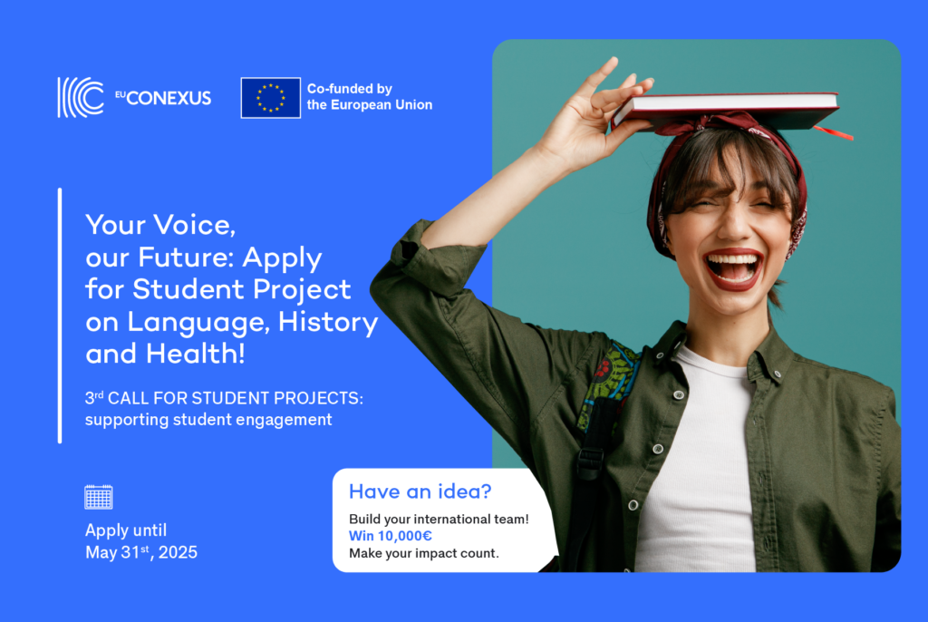 Informative image of girl holding a book with text about Student Project Fund deadline