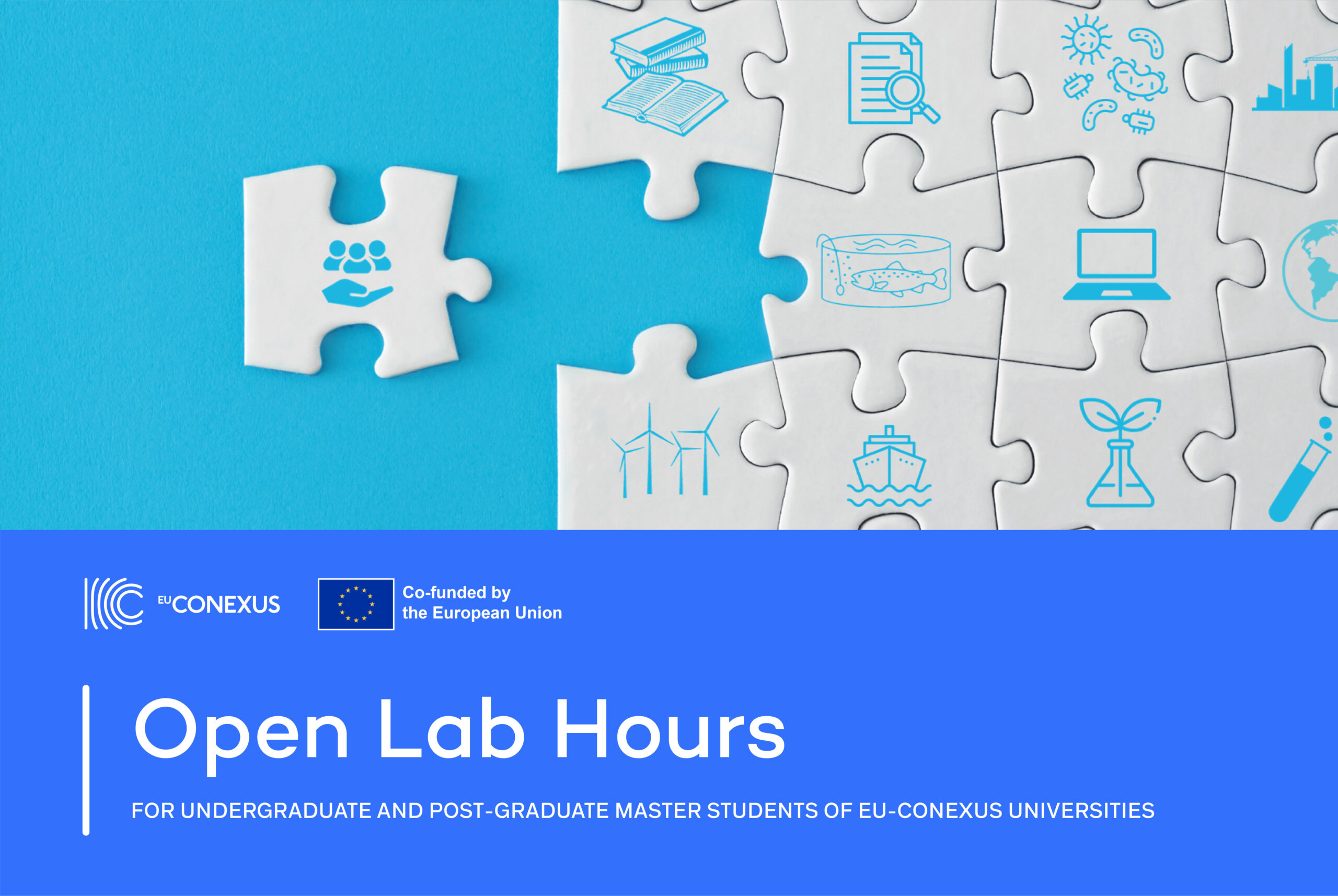 Image of jigsaw pieces with text open lab hours inset 