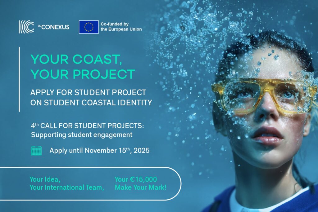 Text about student project fund and image of a student
