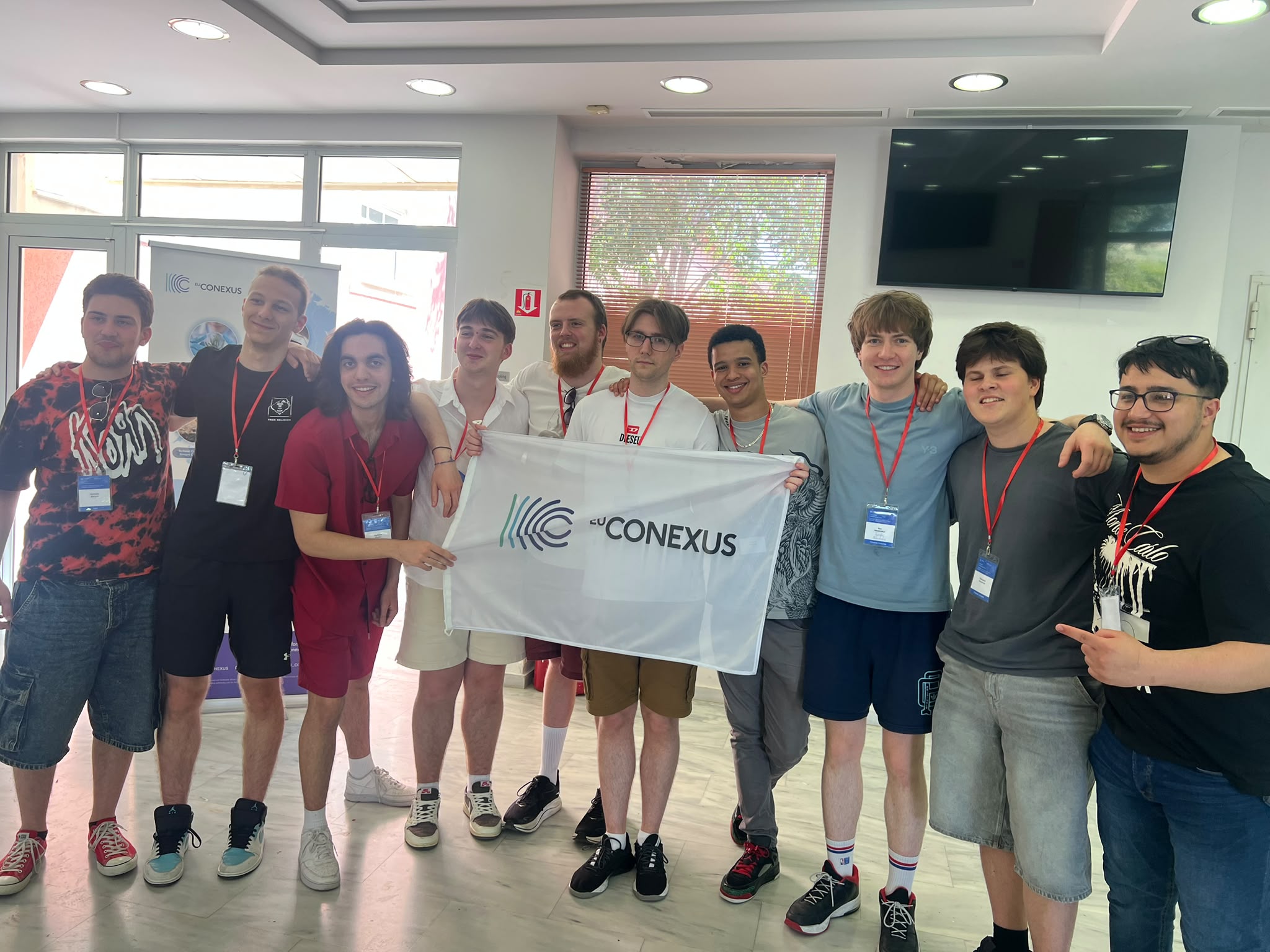 Students with a flag 
